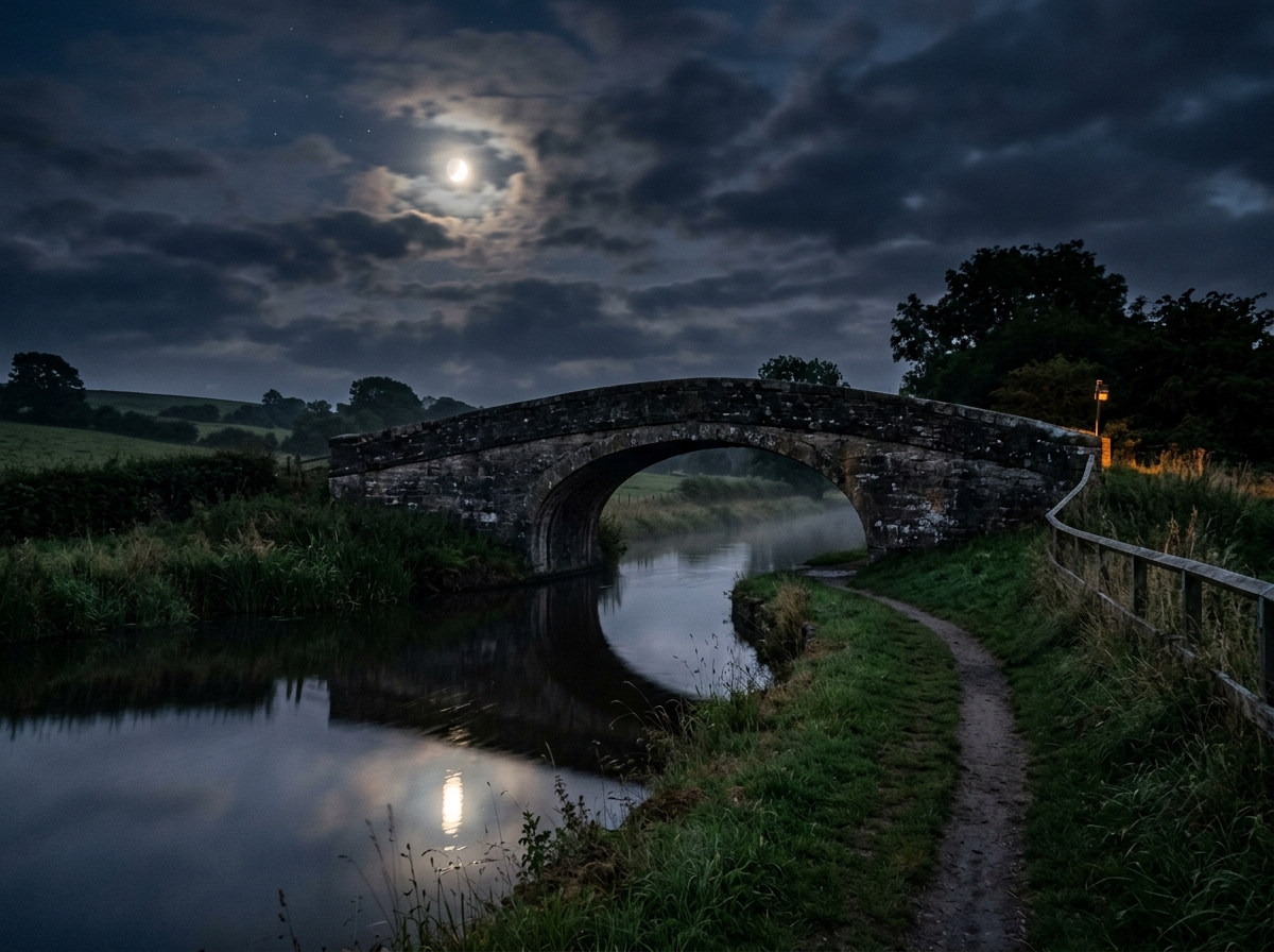 Lancaster Canal Stone Bridge at Night